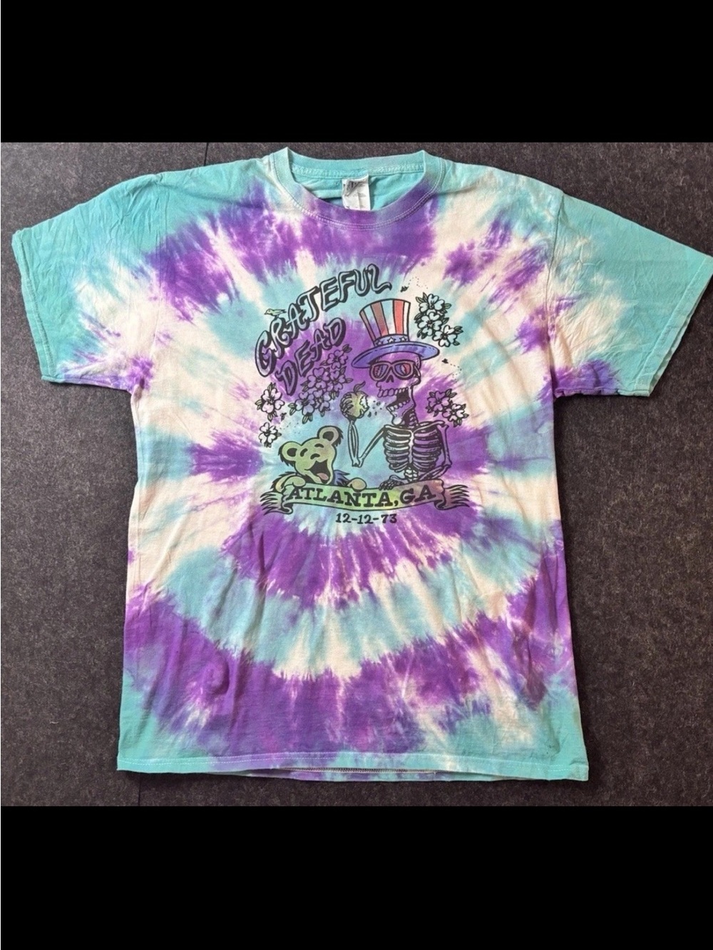 Grateful Dead T Shirt Mens M Tie Dye Dancing Bear Skeleton Atlanta GA Jerzees